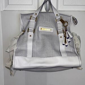 NWT Juicy Couture white leather perforated purse/bag/satchel Daydreamer Venice